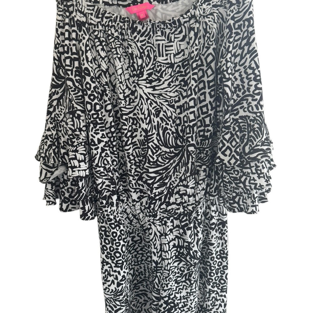 Lilly Pulitzer Calla Romper Onyx Black and White sz M